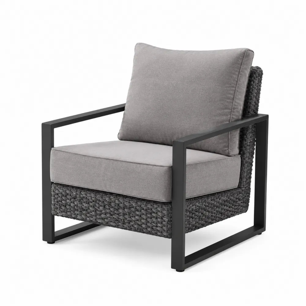 Fotel aluminiowy z technorattanu szary
