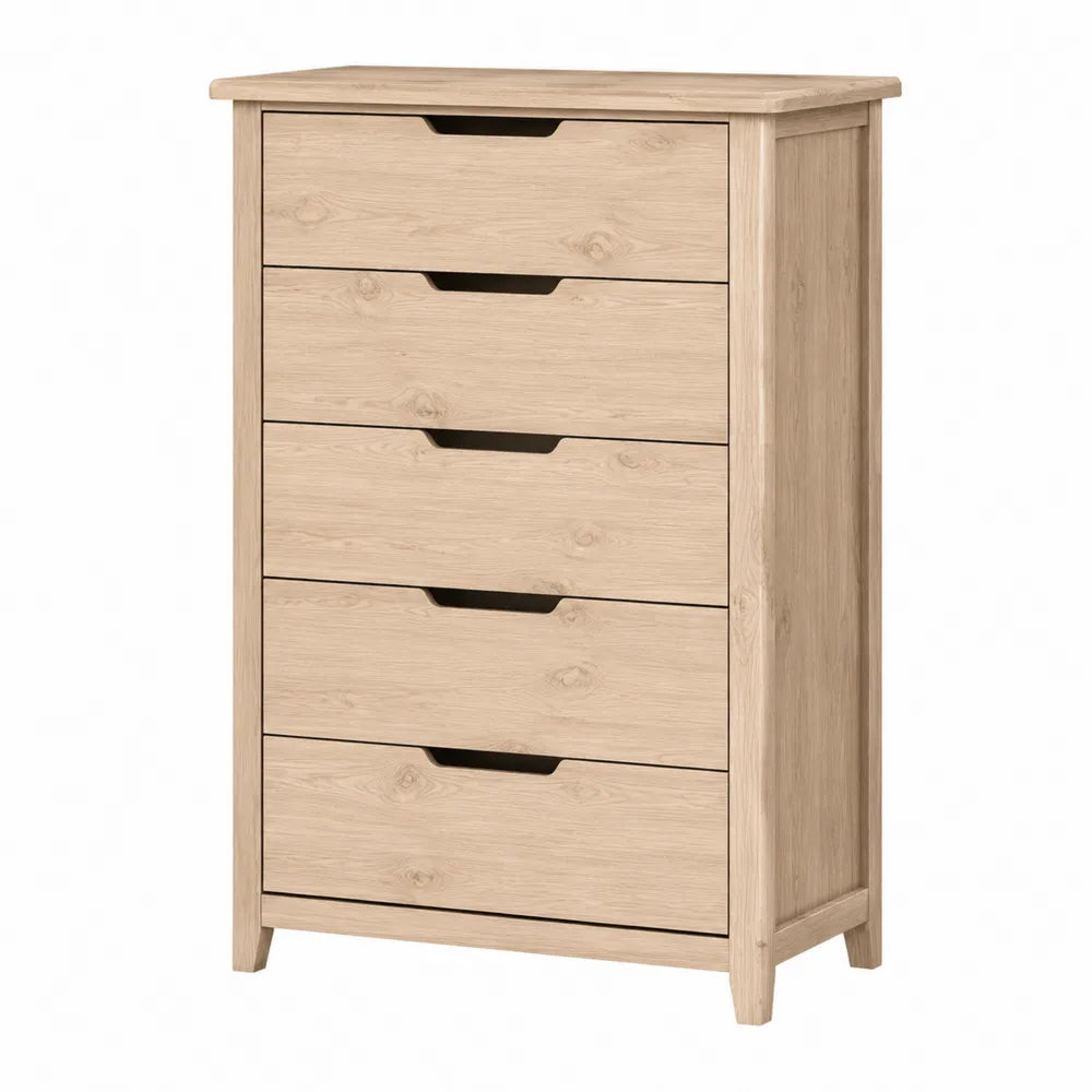 Komoda z 5 szufladami z płyty MDF i okleiną dębową 80x40x120 cm