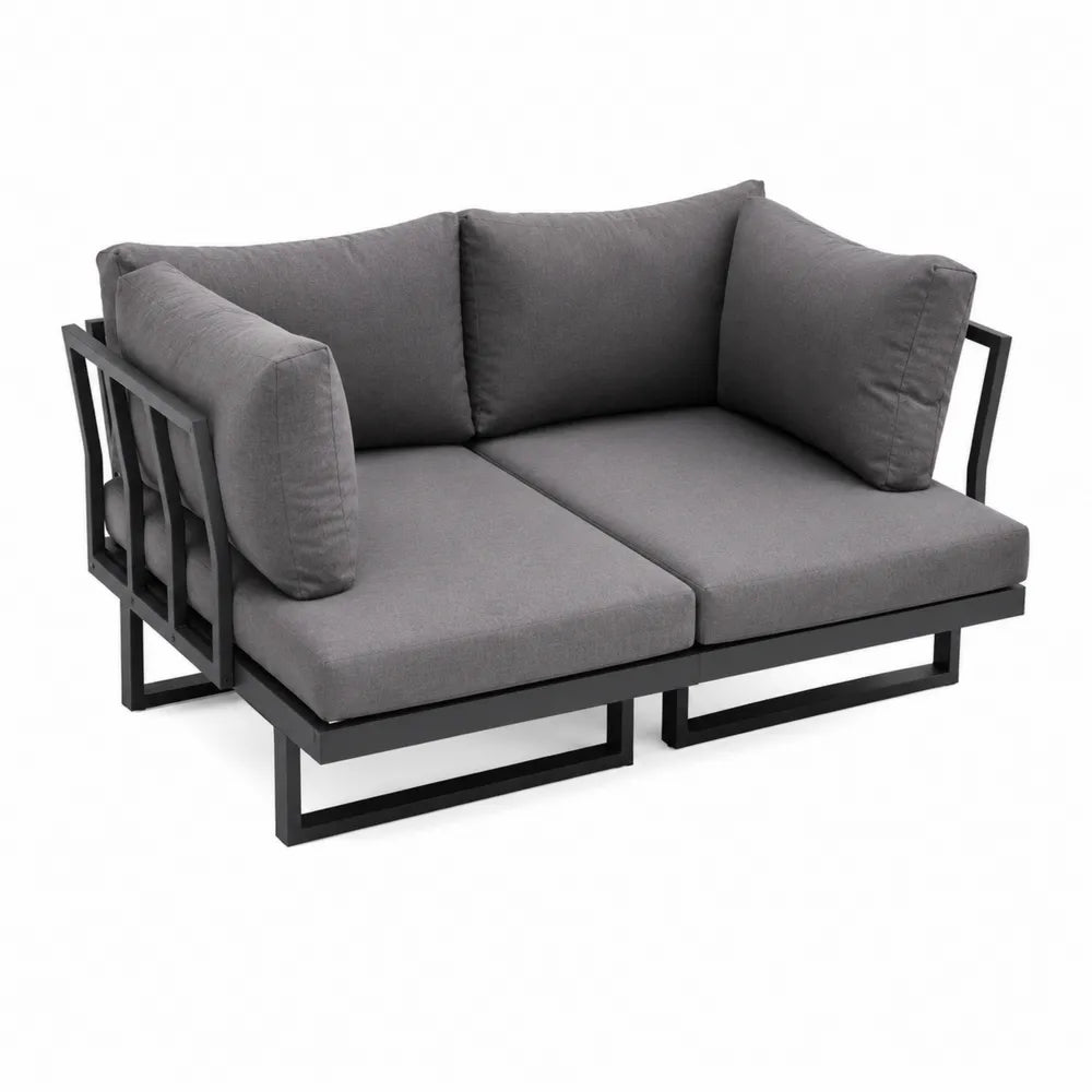 Sofa ogrodowa aluminiowa z poduszkami z poliestru szara 150x80x70 cm