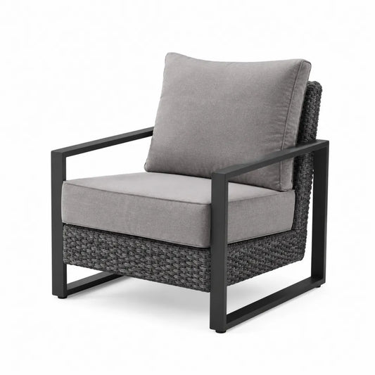 Fotel aluminiowy z technorattanu szary
