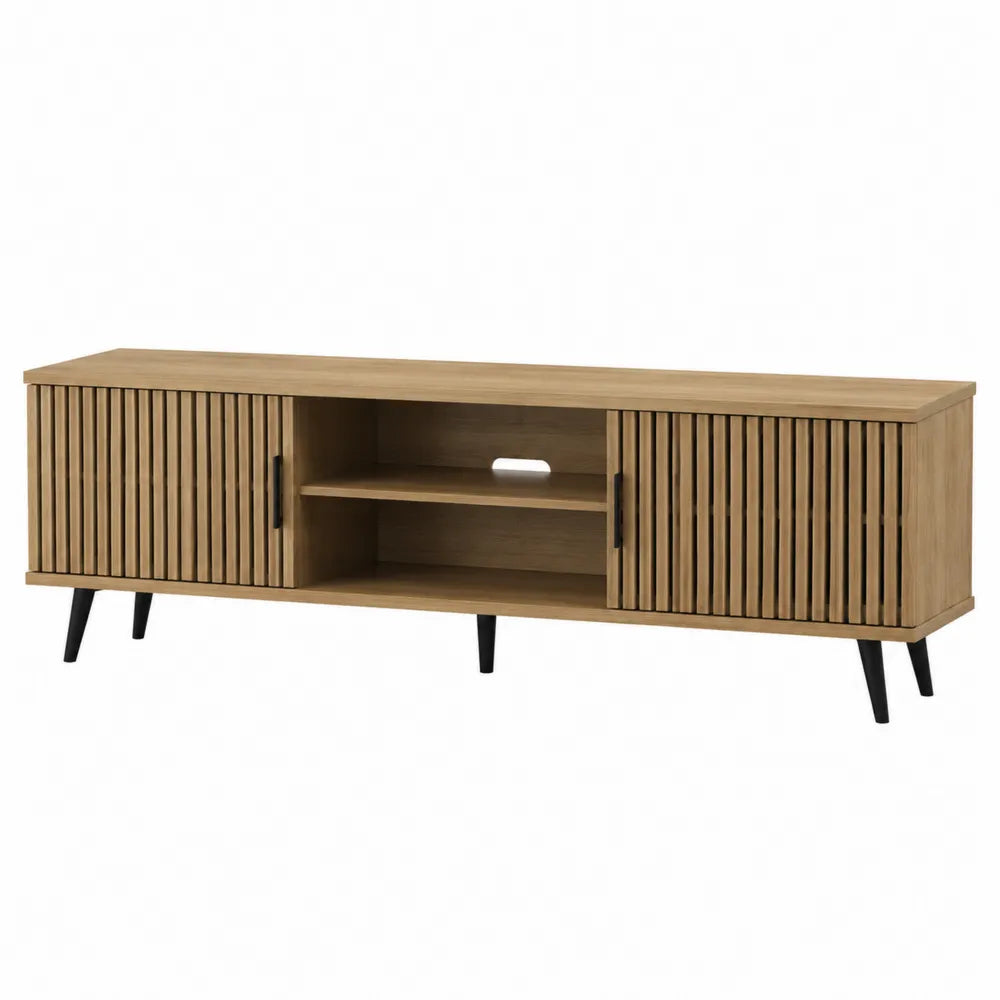 Szafka RTV z drewna dębowego z półkami MDF, naturalny dąb 150 cm