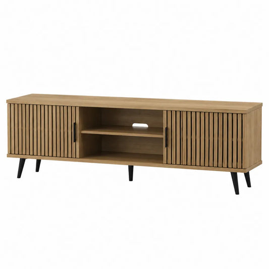 Szafka RTV z drewna dębowego z półkami MDF, naturalny dąb 150 cm