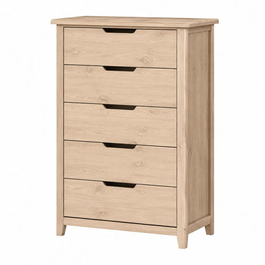 Komoda z 5 szufladami z płyty MDF i okleiną dębową 80x40x120 cm