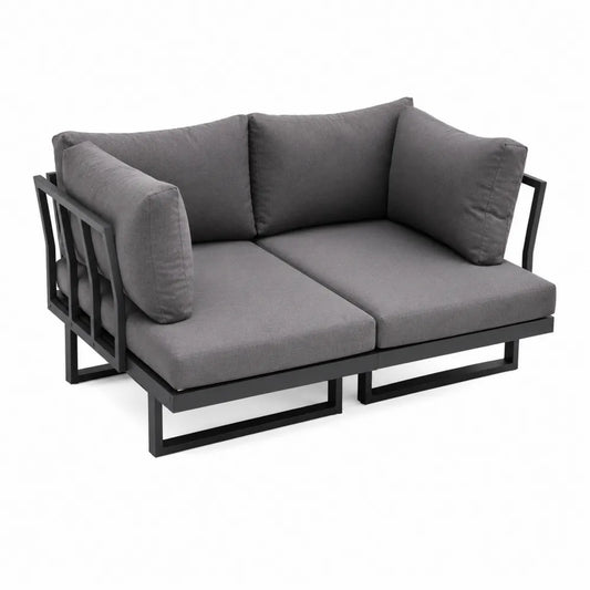 Sofa ogrodowa aluminiowa z poduszkami z poliestru szara 150x80x70 cm