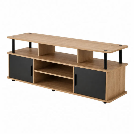 Szafka RTV z płyty wiórowej i MDF, dąb/czarny, 120x40x50 cm